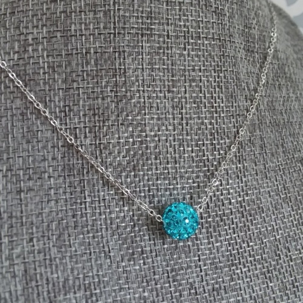 Turquoise Rhinestone Bead Necklace - Picture 4 of 5
